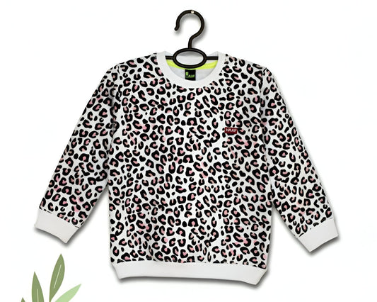 White Leopard Print Sweat Shirt