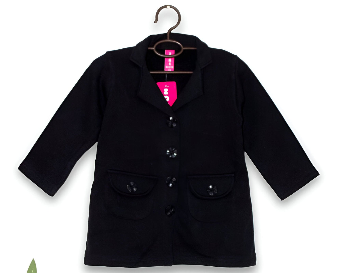 Black Kids Girls Fleece Coat