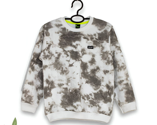 White And Gray Tie & Dye-Sweat Shirt