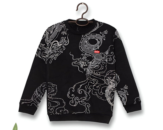 Black Dragon Print Sweat Shirt